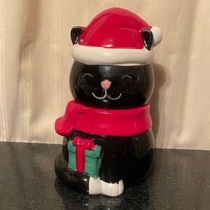 Christmas Cat Cookie Jar